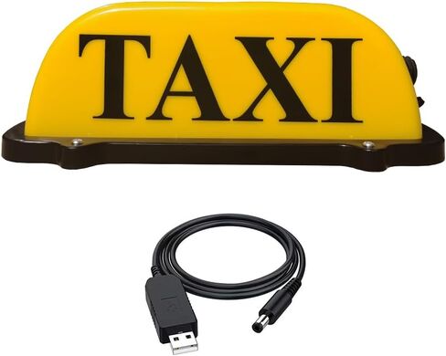 TAXI Sign Light,TAXI Cab Roof Top Illuminated Sign,Sealed Waterproof TAXI Lighting with Magnetic Base,Yellow Shell Taxi Sign Light (USB Rechargeable) in Saudi Arabia