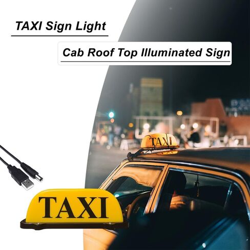 TAXI Sign Light,TAXI Cab Roof Top Illuminated Sign,Sealed Waterproof TAXI Lighting with Magnetic Base,Yellow Shell Taxi Sign Light (USB Rechargeable) in Saudi Arabia