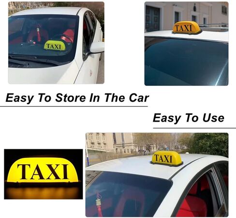 TAXI Sign Light,TAXI Cab Roof Top Illuminated Sign,Sealed Waterproof TAXI Lighting with Magnetic Base,Yellow Shell Taxi Sign Light (USB Rechargeable) in Saudi Arabia