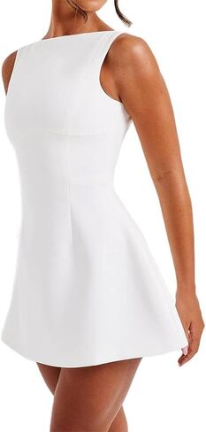 Women Sexy Backless Mini Dress Sleeveless Open Back A Line Tank Dress Formal College Graduation Dress in Saudi Arabia