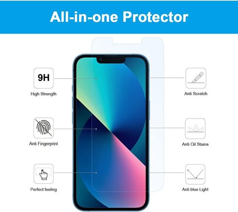 واقي شاشة جلاس-ام مضاد للضوء الازرق لموبايل ايفون الجديد (6.7 انش)، من الزجاج المقسى لحماية العين، تغطية كاملة لحجب الضوء الازرق، غطاء شاشة زجاجي مضاد للتوهج [قطعتين] in Kuwait