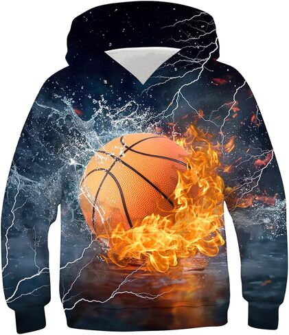 Lovekider Boys Hoodies Sweatshirt Cool 3D Print Pullover with Big Pocket for Kids Fashion Warm Winter 6-16 Years in Kuwait