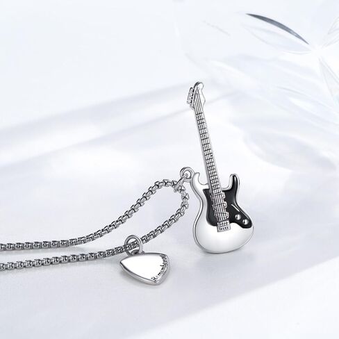 Guitar Urn Necklace For Ashes 925 Sterling Silver Music Guitar Pendant,Guitarist Cremation Keepsake Jewelry Gifts For Music Lover in Kuwait