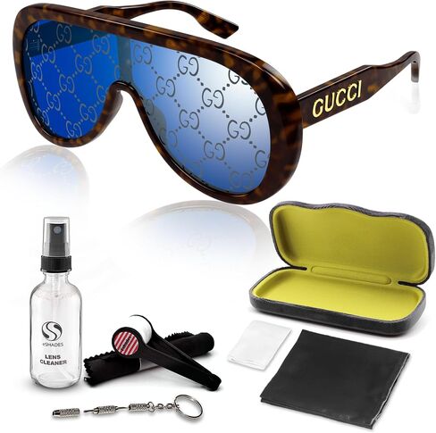 Gucci GG1370S Shield Logo Lenses Sunglasses + Bundle with eSHADES Luxury Eyewear Kit in Saudi Arabia