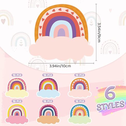 108 Pcs Rainbow Name Plates Rainbow Name Tags Self Adhesive Classroom Labels Rainbow Classroom Decor Kids Name Labels for Desk Classroom Supplies Decoration Back to School Party Favor (Rainbow) in Saudi Arabia