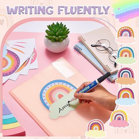 108 Pcs Rainbow Name Plates Rainbow Name Tags Self Adhesive Classroom Labels Rainbow Classroom Decor Kids Name Labels for Desk Classroom Supplies Decoration Back to School Party Favor (Rainbow) in Saudi Arabia