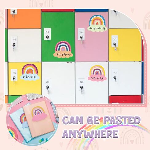 108 Pcs Rainbow Name Plates Rainbow Name Tags Self Adhesive Classroom Labels Rainbow Classroom Decor Kids Name Labels for Desk Classroom Supplies Decoration Back to School Party Favor (Rainbow) in Saudi Arabia