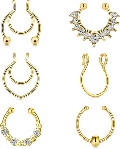 QWALIT Fake Septum Ring Fake Septum Piercing Faux Septum Nose Rings Fake Nose Ring Septum Fake Septum Nose Ring Clip On Septum Nose Ring Faux Septum Piercing Fake Septum Hoop Fake Septum Jewelry in Kuwait