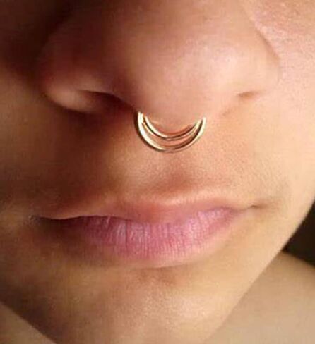 QWALIT Fake Septum Ring Fake Septum Piercing Faux Septum Nose Rings Fake Nose Ring Septum Fake Septum Nose Ring Clip On Septum Nose Ring Faux Septum Piercing Fake Septum Hoop Fake Septum Jewelry in Kuwait