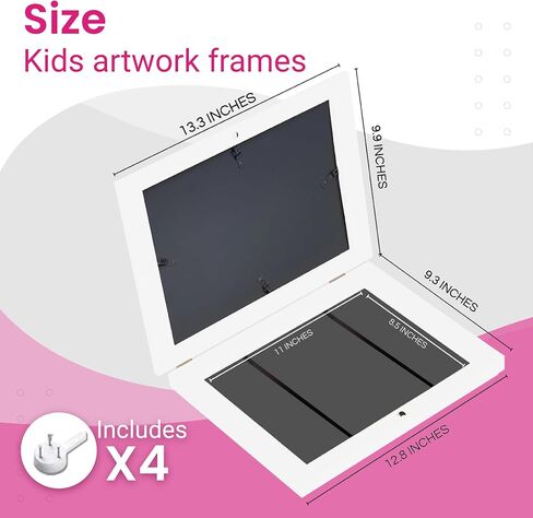 Alaska's Business 2-Pack Kids Artwork Frames Changeable, Magnetic Easy-Open Display, Child Artwork Storage Solution, Wall-Mounted Drawing Exhibit, Creative Photo Frame for Children's Art (White) in Saudi Arabia