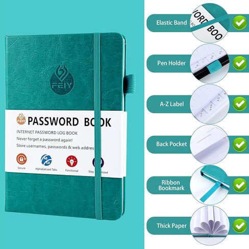 كتاب كلمة المرور مع علامات تبويب أبجدية، كتاب كلمات مرور صغير لكبار السن، كتاب حفظ كلمات المرور لموقع الإنترنت، منظم كلمات المرور للمكتب المنزلي، 5.3 بوصة * 7.8 بوصة in Kuwait