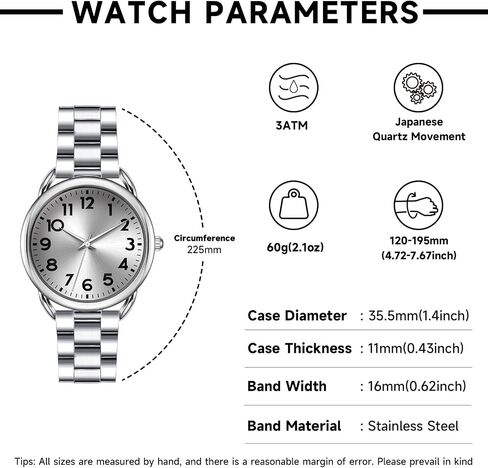35MM Women's Watch Big Face Easy Reader Water Proof in Kuwait