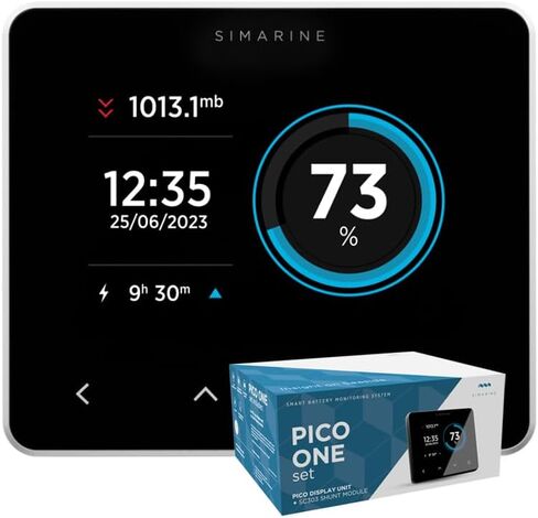 Pico One Battery Monitor Set, Multi-Voltage System Monitoring, Lead Acid & Lithium Battery Compatible, Tank & Temperature Monitoring, Shunt 300 A, Easy Installation, Barograph (Black) in Saudi Arabia