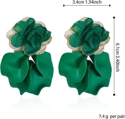 Chiffon Acrylic Rose Petal Earrings Dangle Exaggerated Flower Earrings Drop Statement Floral Tassel Light Weight Earrings Valentine's Day Gift in Saudi Arabia