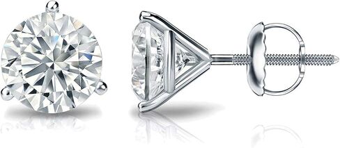 IGI Certified 4 Carat Lab Grown Diamond Round Stud Earrings for Women in 14k Gold (H-I, VS1-VS2, cttw) 3-Prong Martini Screw Back Studs by Diamond Wish in Saudi Arabia
