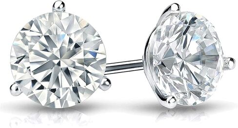 IGI Certified 4 Carat Lab Grown Diamond Round Stud Earrings for Women in 14k Gold (H-I, VS1-VS2, cttw) 3-Prong Martini Screw Back Studs by Diamond Wish in Saudi Arabia