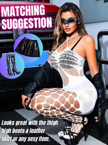 Sexy Fishnet Bodysuit For Women Sheer Lingerie, Rave Outfits Festival Dancer Club, Gothic Cutout Mesh Body Stockings in Saudi Arabia