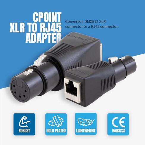 SIRS-E 2-Pack - محول كابل CPoint XLR RJ45 CAT-5 Ethernet إلى DMX512، أنثى 5 دبابيس، XLRJ45-5F in Saudi Arabia