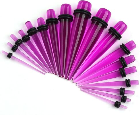 Acrylic Ear Stretching Kit - 62 Pieces Tapers, Plugs, Silicone Tunnels, Gauges Expander Set (14G-00G) Body Jewelry in Saudi Arabia