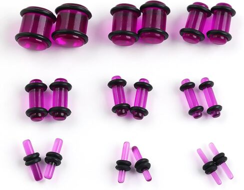 Acrylic Ear Stretching Kit - 62 Pieces Tapers, Plugs, Silicone Tunnels, Gauges Expander Set (14G-00G) Body Jewelry in Saudi Arabia