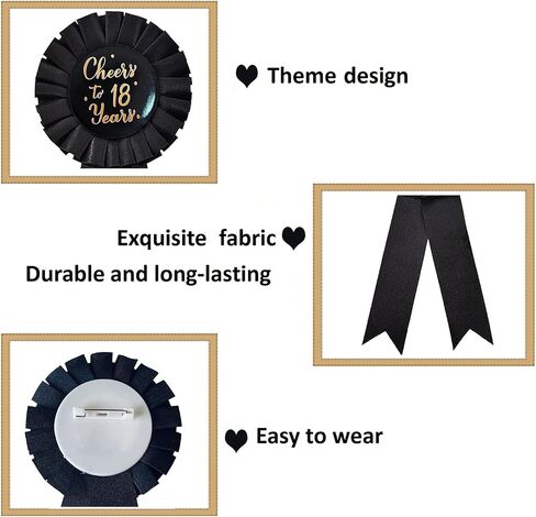 Cheers to 18th yearsBlack and gold birthday badgesHappy Birthday Party badge for both men and women Happy Birthday Party buttons, TXJJZYZQ-a-3 in Saudi Arabia
