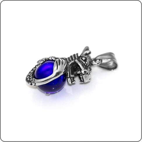 Fusamk Punk Rock Titanium Steel Dragon Claw Crystal Ball Pendant Necklace,24" Link Chain in Kuwait