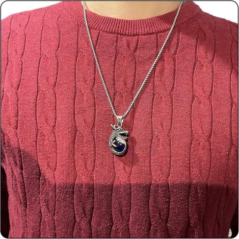Fusamk Punk Rock Titanium Steel Dragon Claw Crystal Ball Pendant Necklace,24" Link Chain in Kuwait