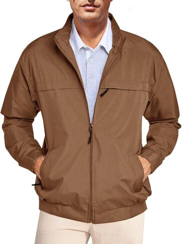Runcati Men's Lightweight Full Zip Jackets Golf Stand Collar Bomber Jacket Casual Windbreaker Outwear in Saudi Arabia
