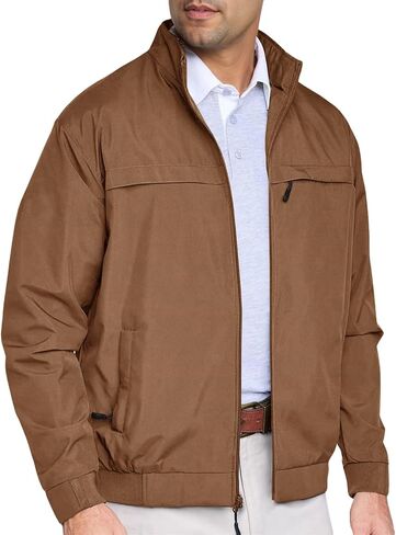 Runcati Men's Lightweight Full Zip Jackets Golf Stand Collar Bomber Jacket Casual Windbreaker Outwear in Saudi Arabia