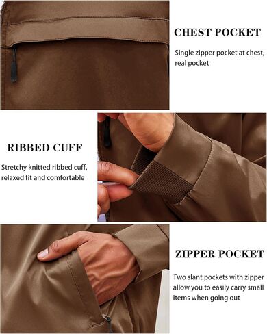 Runcati Men's Lightweight Full Zip Jackets Golf Stand Collar Bomber Jacket Casual Windbreaker Outwear in Saudi Arabia
