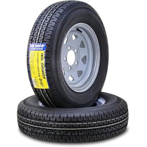Trailer Tire Wheel Assembly ST175/80R13 8-Ply D 97M 5 Lug on 4.5" PCD Silver Spoke Rim,SET 2 in Saudi Arabia