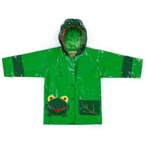 Green Frog PU All-Weather Raincoat for Boys With Fun Frog Mouth Pocket