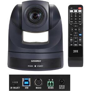 كاميرا SZOOMSY HDMI USB PTZ تكبير بصري 20x دعم USB 4K30fps، كاميرا مؤتمرات HDMI تدعم 1080P لعقد مؤتمرات الفيديو عن بعد، والبث، وأحداث الكنيسة، والمدارس، إلخ. كاميرا البث المباشر