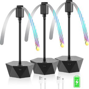 Fly Fans for Tables Rechargeable Fly Repellent Fans Indoor Outdoor Food Fans Keep Flies Away, Fly Spinner Table Top with Holographic Blades, Bug Fans for Picnic, Party, BBQ (Black, 3Packs)