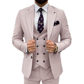 3 Piece Suit Men Slim Fit Double Breasted Suit for Men Wedding Suits Classic One Button Formal Prom Dinner Tuxedo