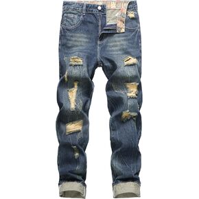 Men's Non-Stretch Regular Fit Straight-Leg Denim Pants Jeans