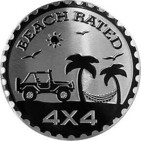 Beach Rated Metal Car Badge,Round Auto Car Emblem Sticker 3D,4 X 4 Decals,Metal Automotive Car Badge,Decorative Sticker for Motorcycle Vehicles Bumpers Trucks，Stickers and Decals