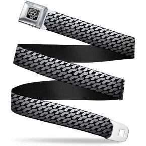 Buckle-Down Seatbelt Belt - Mustache Monogram Black/Grays - 1.0" Wide - 20-36 Inches in Length
