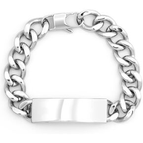 EVE'S ADDICTION Men's Personalized ID Name Bracelet - Custom Engraved Bracelet for Him - Stainless Steel Jewelry - Custom Jewelry for Him