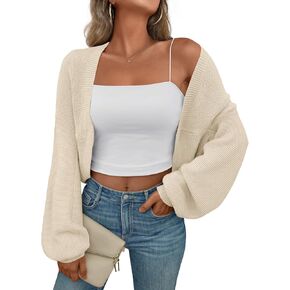 LILLUSORY Bolero Shrug Cardigan Sweater Fall Batwing Long Sleeve Cropped Open Front Knitted Sweaters