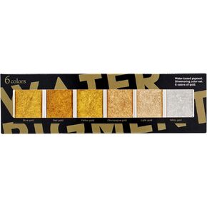 Golden Artistry: 6 Metallic Watercolor Paints Including Lustrous Gold for Professional Artwork