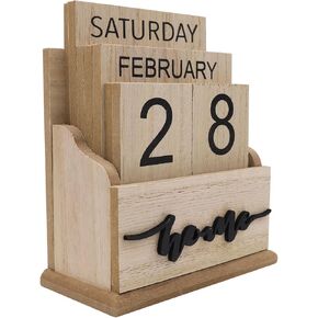 Wooden Desk Perpetual Calendar Cute Cactus Desktop Calendar Month Week Date Display Blocks for Office Home Decoration