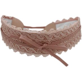 TFJ Women Wrap Around Tie Belt Hip High Waist Pastel Pink Salmon Wide Lace Fabric S M L