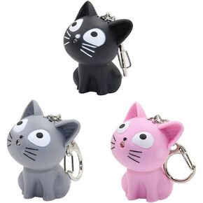 LED Cute Kitty Cat Keychain with Sound and Flashlight Lover Gift Child Toy in Kuwait