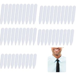 100 PCS Collar Stays for Men's Dress, 5 Sizes White Plastic Collar Stays, Shirt Collar Inserts 2" 2.2" 2.37" 2.5" 2.76" Shirt Collar Stays for Men's Dress Shirts