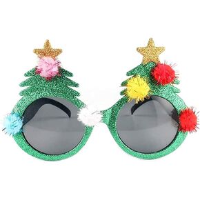 Christmas Sunglasses | Christmas Tree Eyeglasses | Xmas Tree Eyeglasses Plastic Costume for Party Favors Ornaments Gift