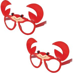 Beistle Set of 2 Red Crab Eyeglasses, Sea Creature Eyewear for Hawaiian Beach Theme Luau Favors, Mardi Gras Pary Accessories