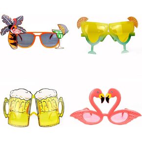 Luau Party Sunglasses, Funny Hawaiian Glasses, Hawaiian Themed Party Decorations Beach Themed Novelty Party Supplies for Adults Kids Hawaiian Party Favors,4Pairs