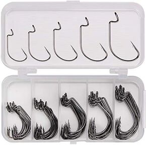 50pcs/Box Fishing Treble Hooks, High Carbon Steel Fishing Hooks Kit, Sharp & Round Bend Fishing Treble Hooks for Catfish Lures Baits Bass Size #2#4#6#8#10 Fishing Accessories and Equipment
