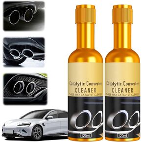 2 Pcs Catalytic Converter Cleaner, Auto Parts Engine Cleaner 120 ml, Fuel and Exhaust System Cleaner, Exhaust Pipe Carbon Removal Cleaner, Fuel System Treatment Oil Additive